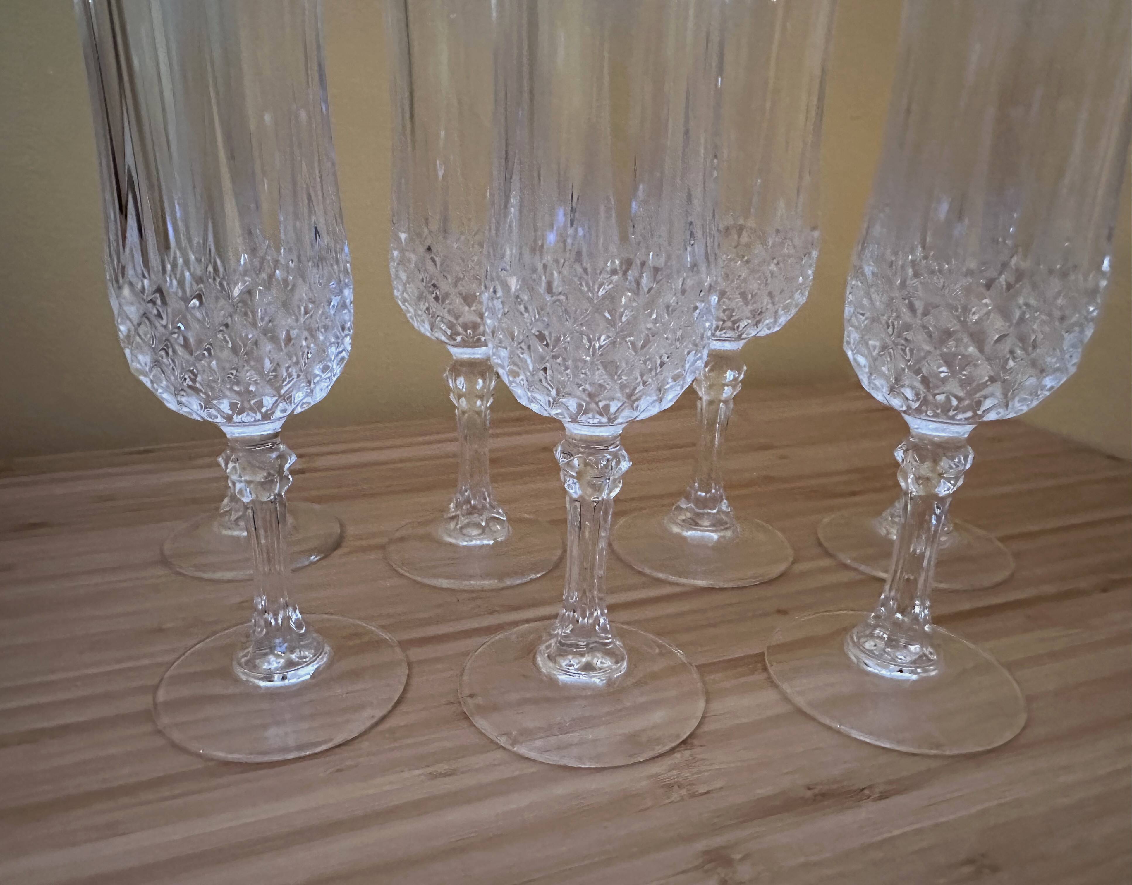 7 champagne flutes 11 cl "Lonchamp" Cristal d'Arques Vintage