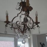 Bronze chandelier with crystal pendants