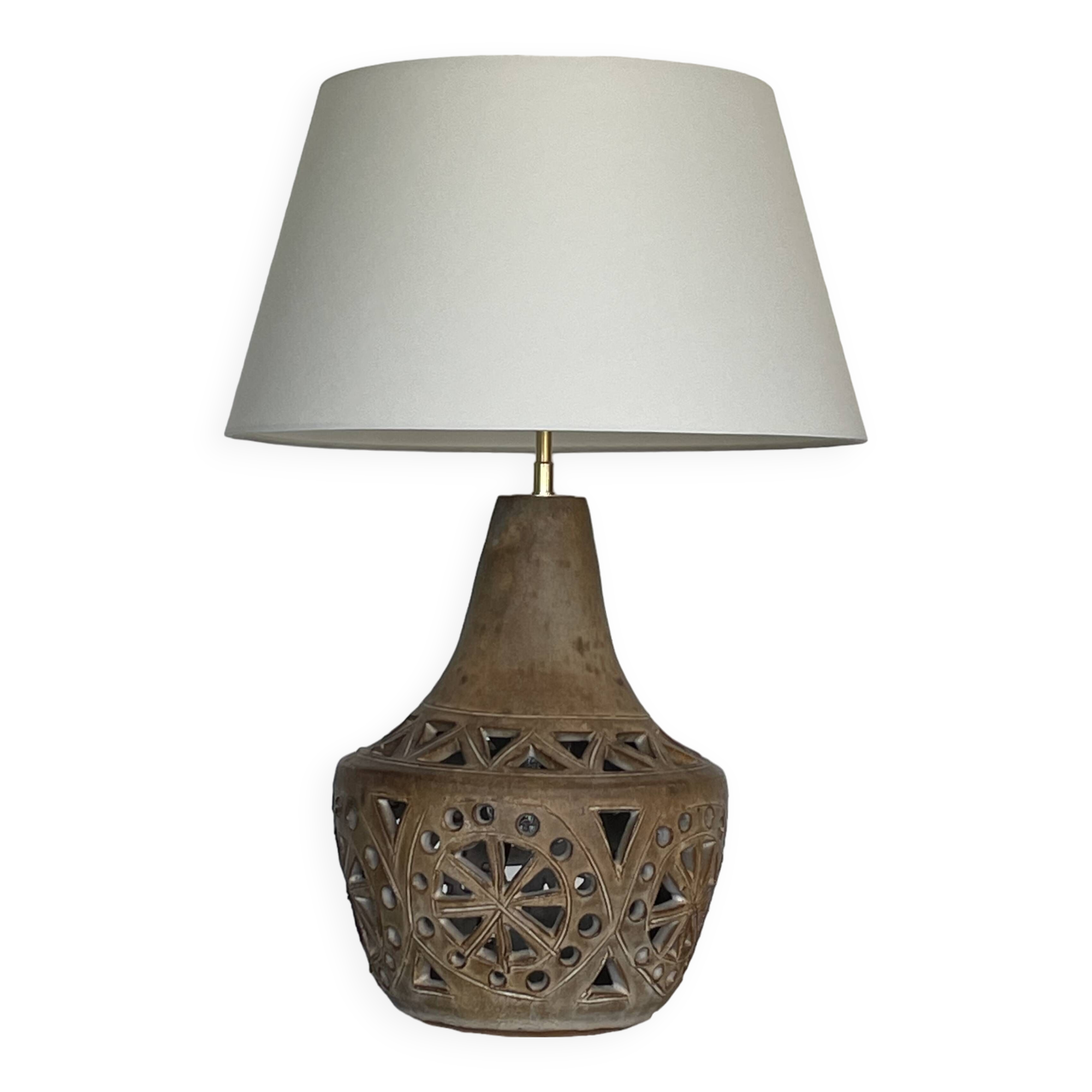 Lampe en  grès signée agnes escala