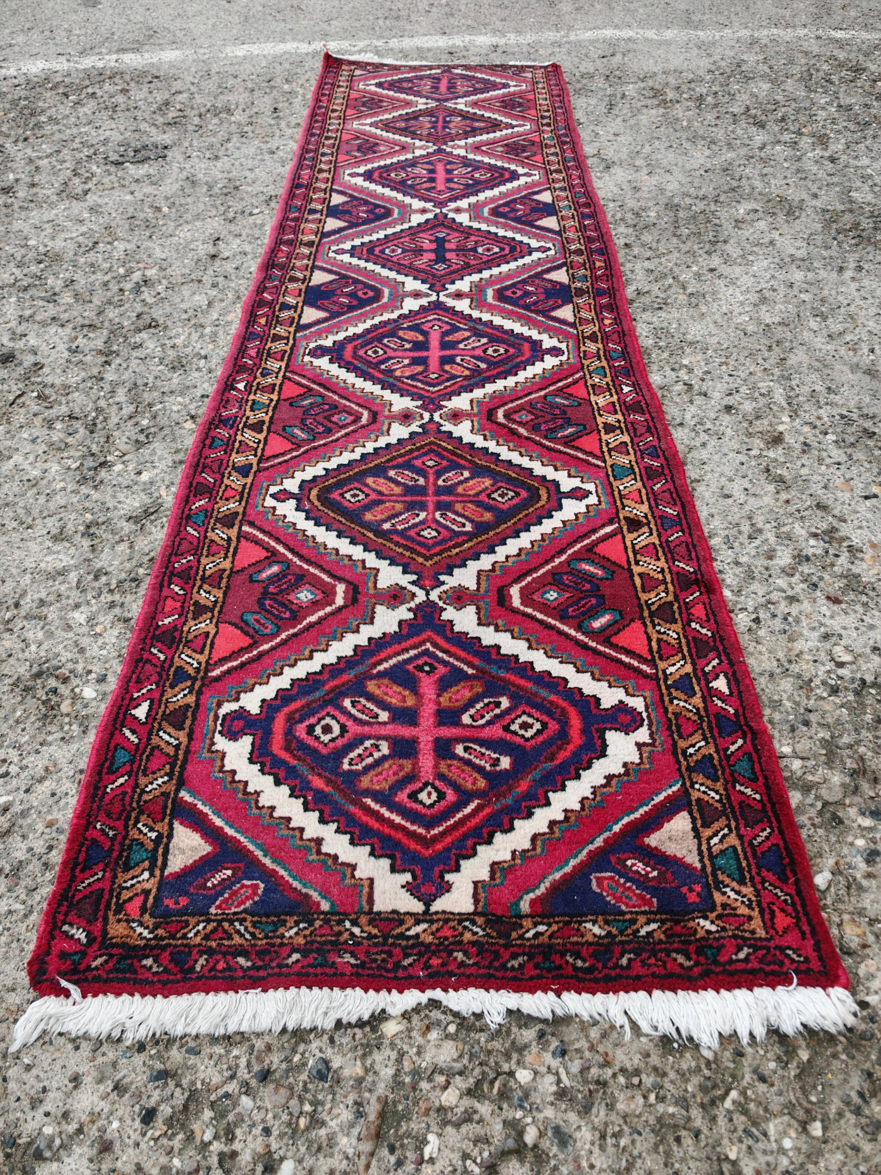 Vintage hand-knotted Hamadan runner rug from the 1960s.