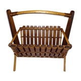 Rattan and wood magazine holder