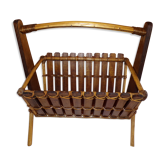 Porte-revue en rotin et bois