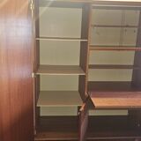1960s teak veneer secretary with sliding display cabinet.