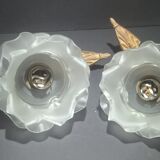 Vintage glass flower wall lamps