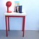Foldable table with red checkered pattern from the 80s.