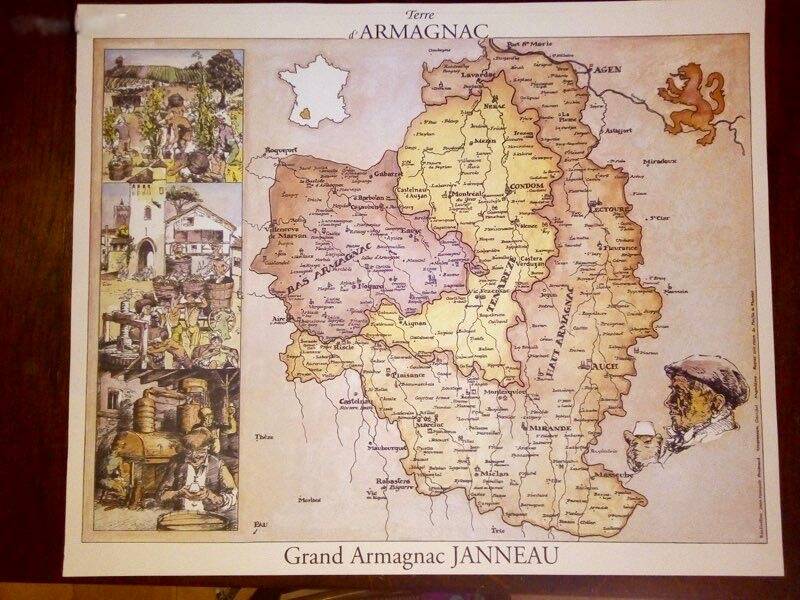 old map armagnac janneau