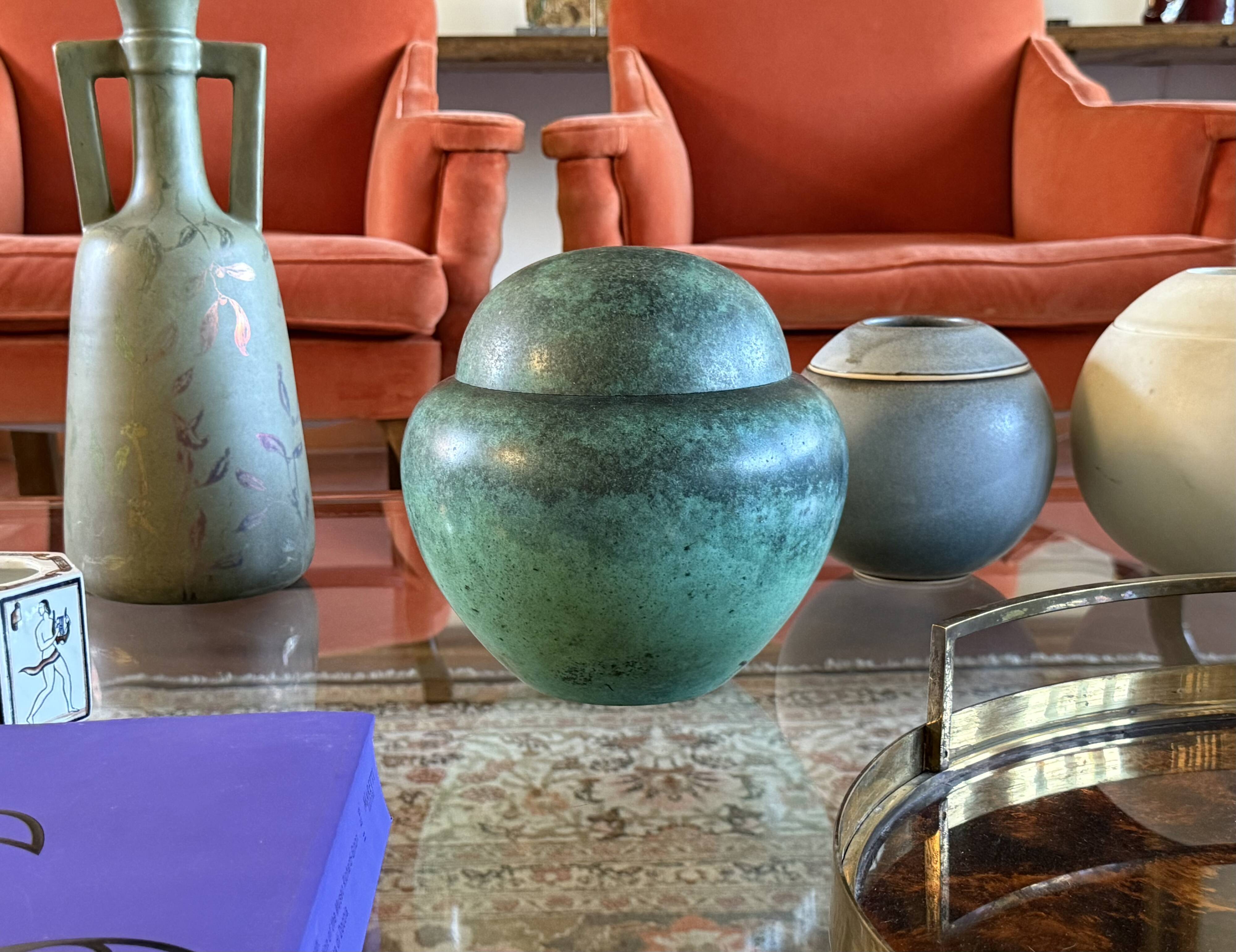 Art Deco green vase / potiche Ikora series, Paul Haustein, WMF Germany ca.