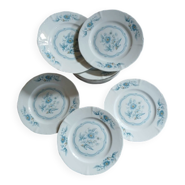 12 assiettes à dessert anciennes en porcelaine de Chauvigny