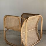 Amsterdam rattan armchair with U-shaped armrest, squared canework