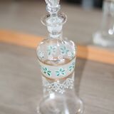Liquor enamelled glass decanter, with flower decoration, Legras Montjoye, 1899-1900