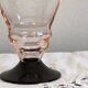 8 pink art deco wine or water glasses with black stem