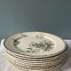 Set of 9 flat plates Terre de Fer XIXth Grand Dépôt E.Bourgeois