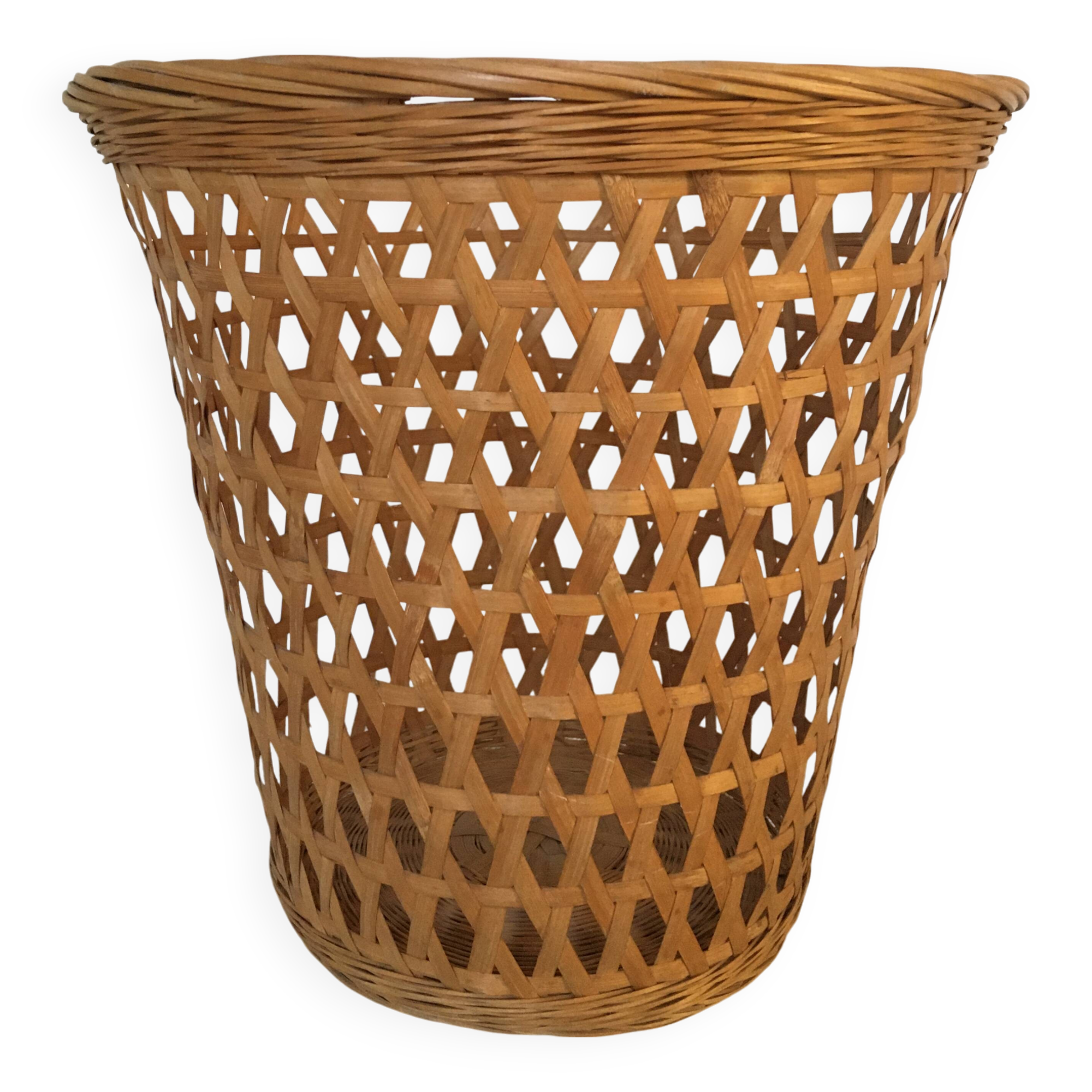Vintage wicker waste paper basket