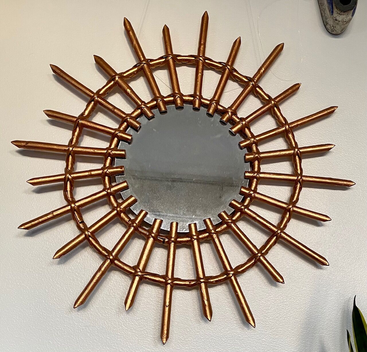 Vintage bamboo sun mirror 53cm