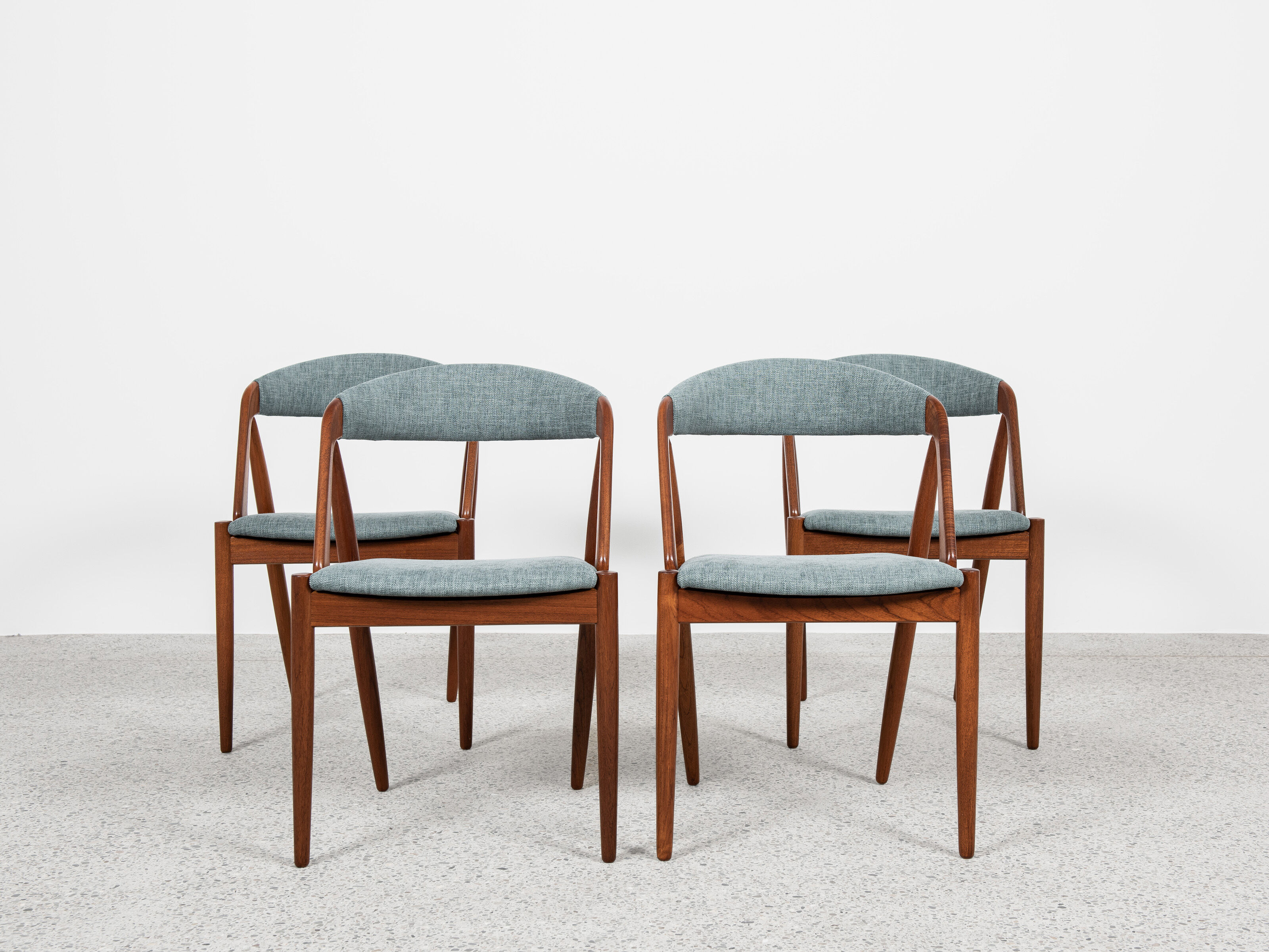 Midcentury Danish set of 4 dining chairs in teak by Kai Kristiansen 1960s