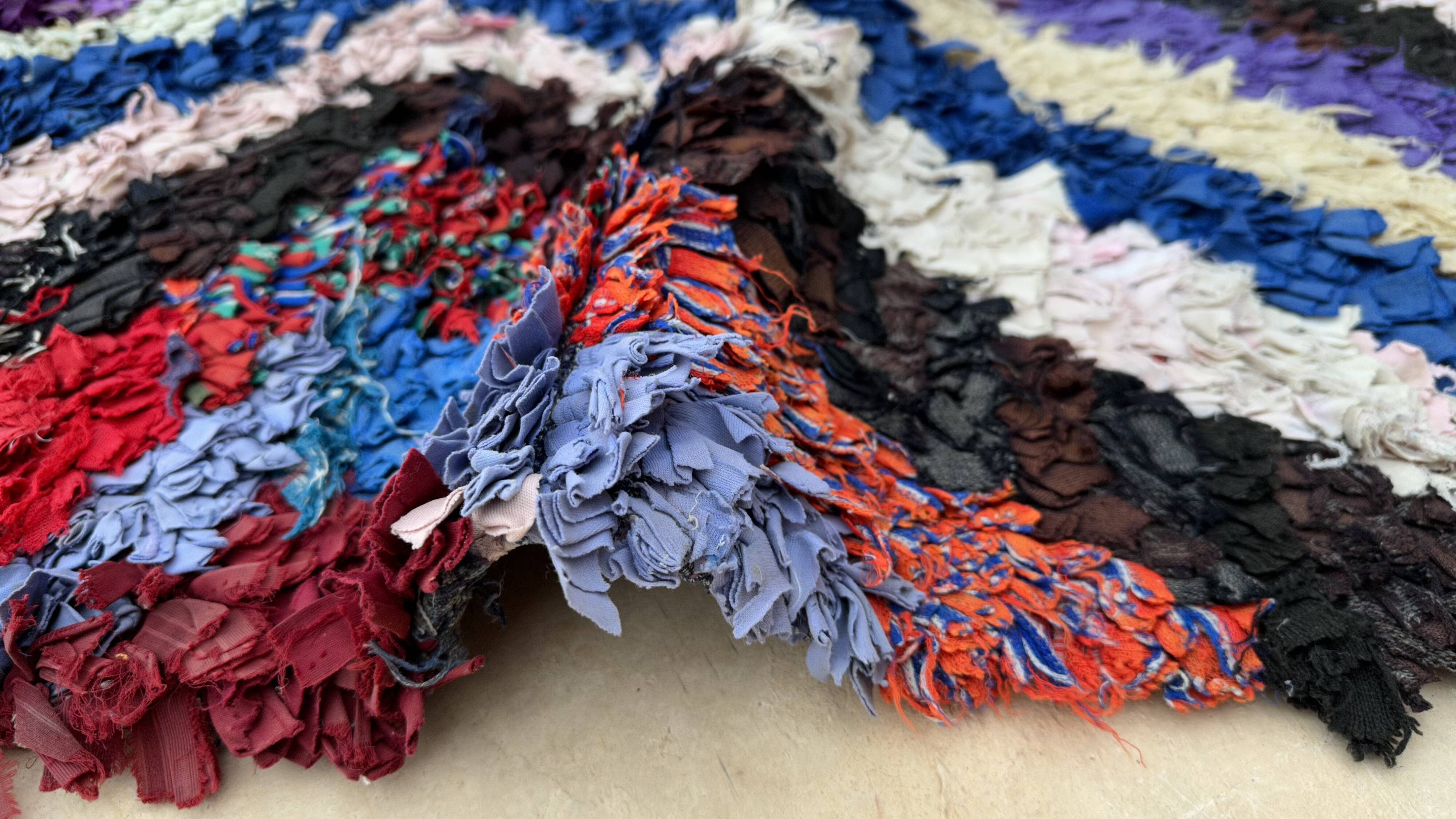 Colorful Boucherouite Moroccan rug - 107 x 244 cm