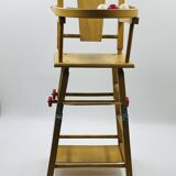 Vintage wooden doll high chair convertible into a walker