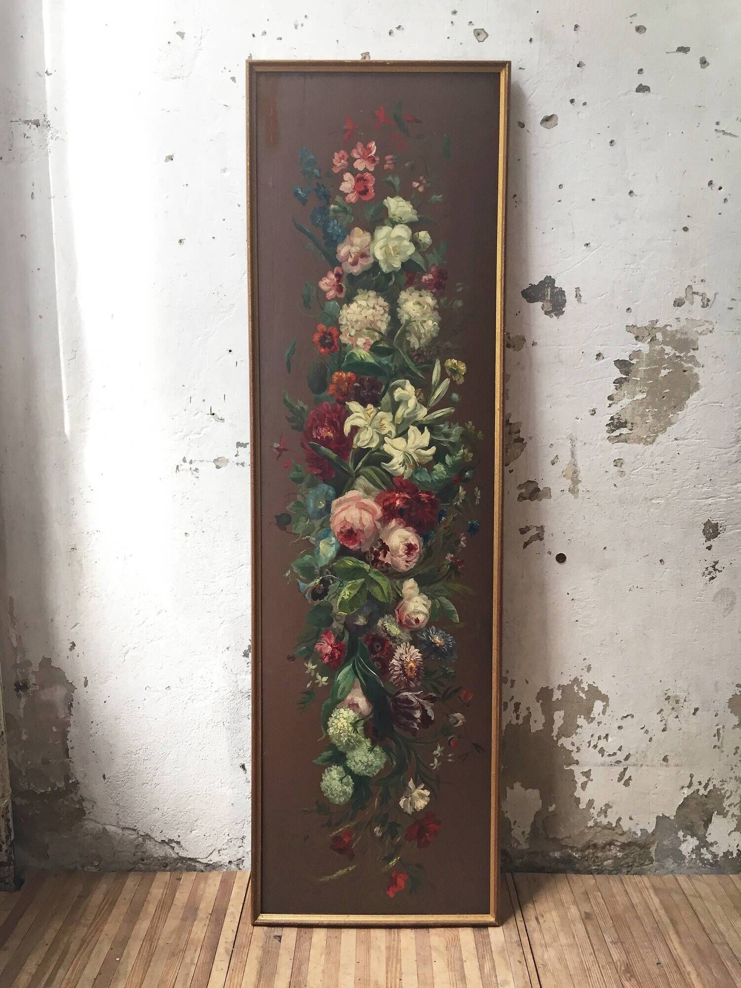 Peinture à l’huile sur bois XIXème format XXL