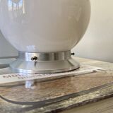 Ceiling light or wall light with white opal glass globe, 15 cm, aluminium rose.