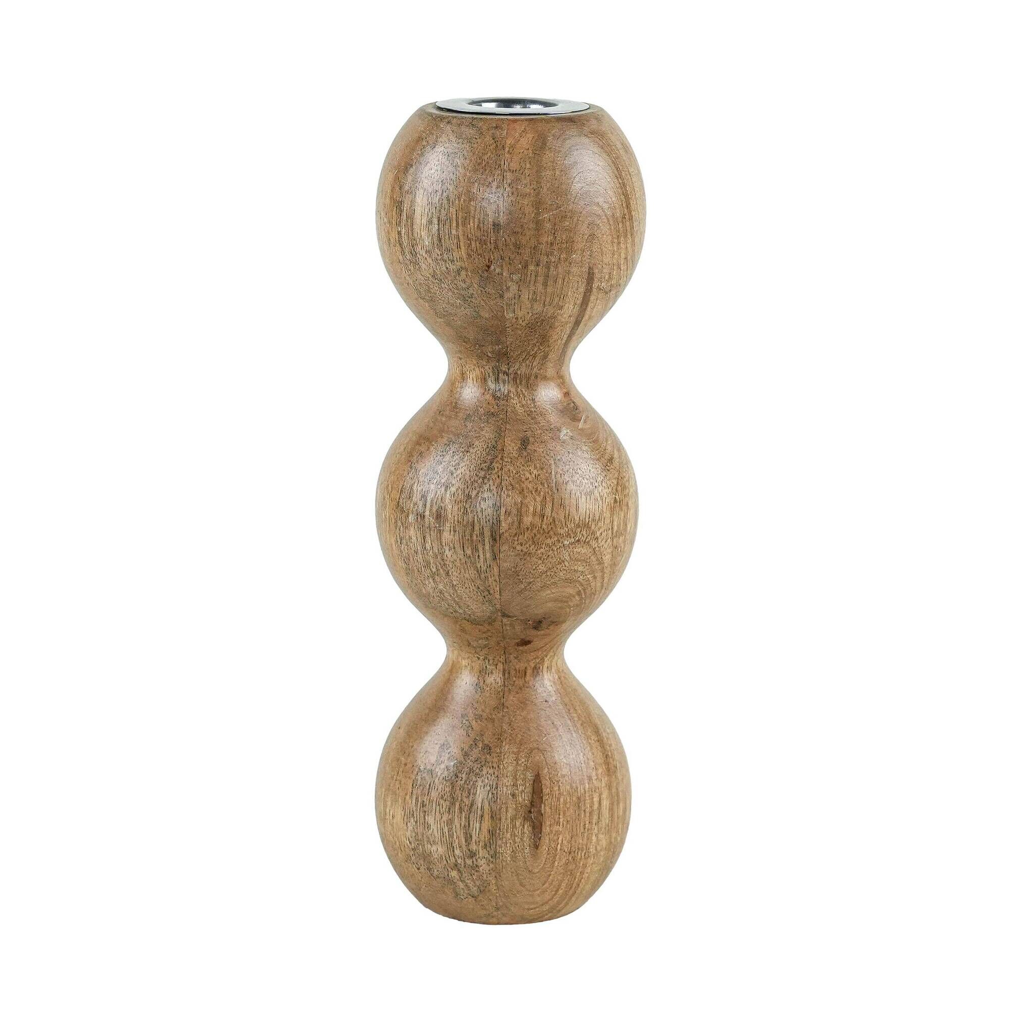 Turned wooden candlestick organic form 1970s European craftsmanship