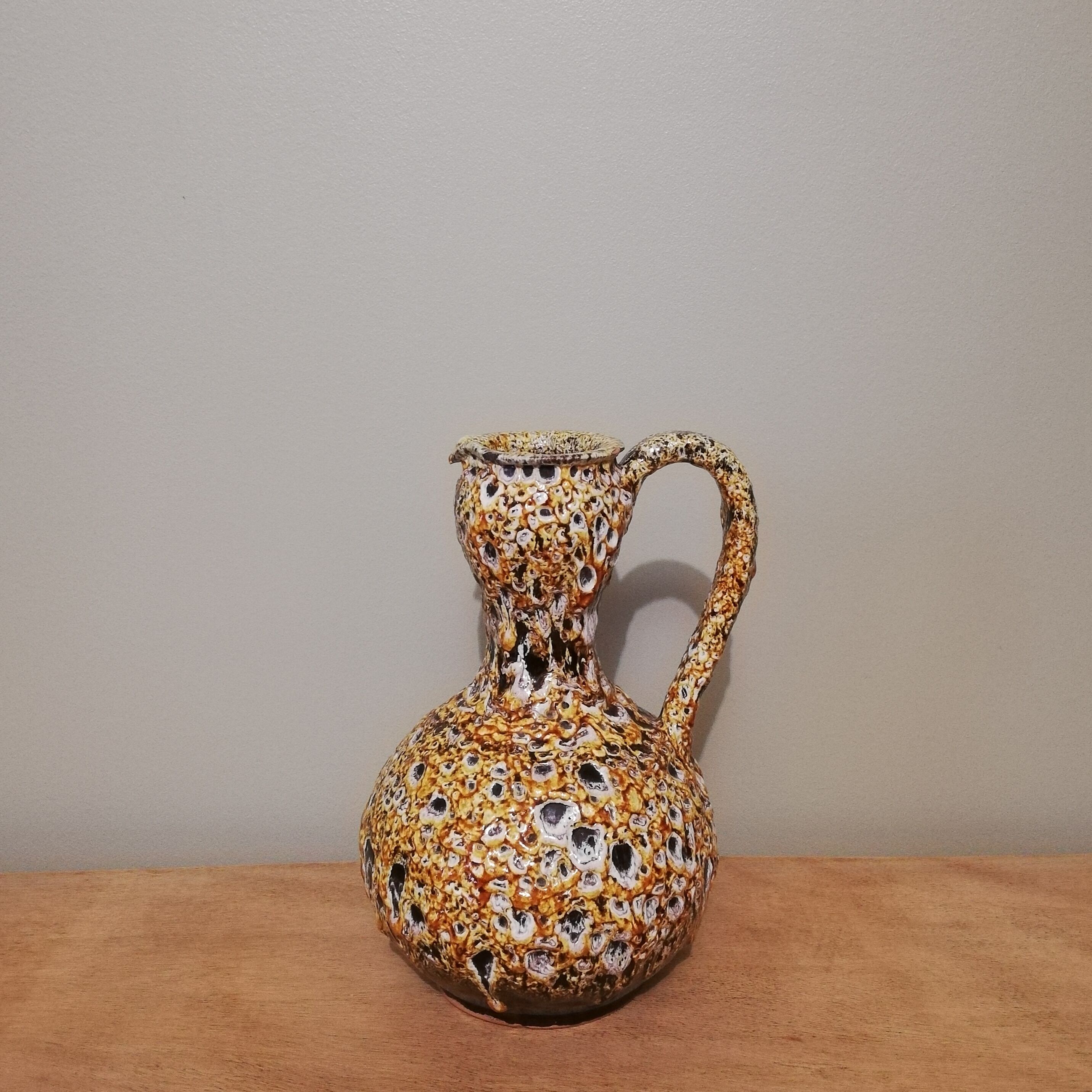 Honey colored Fat Lava ceramic pitcher vase
