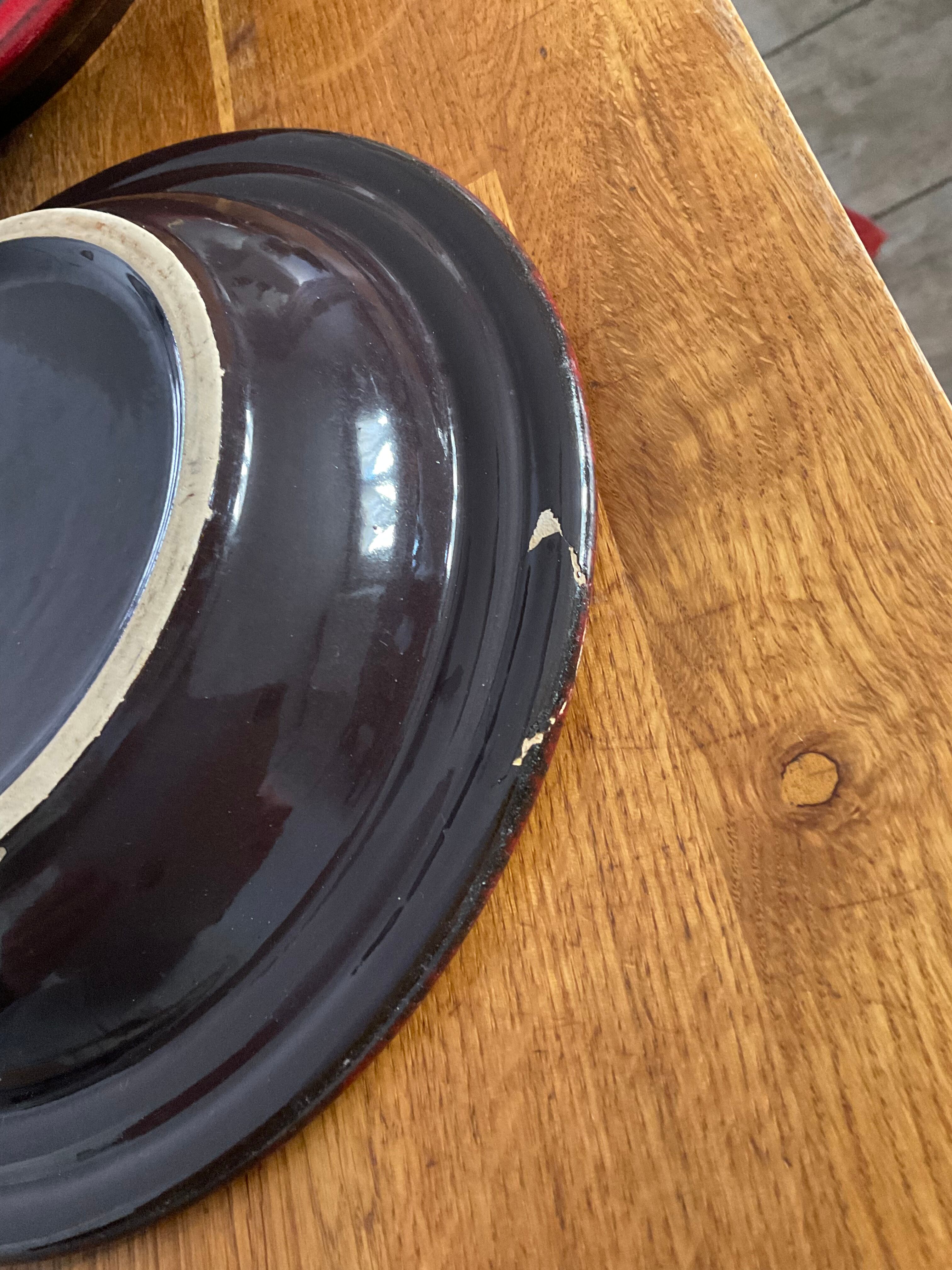 6 assiettes en grès rouge vintage