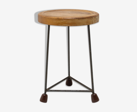Tabouret industriel du milieu du siècle, années 1950, Tchécoslovaquie