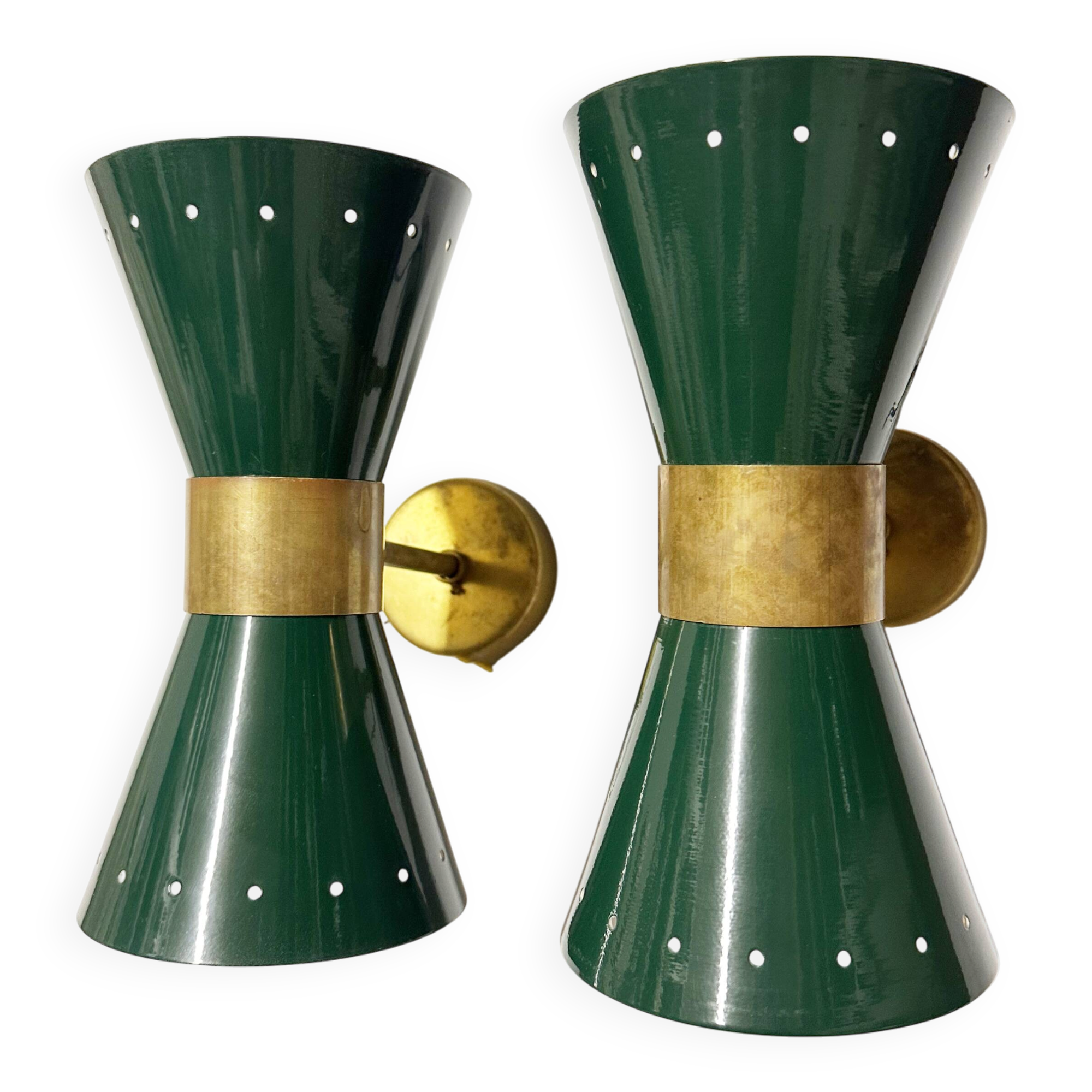 Pair of Italian diabolo wall lights, design 1950.
