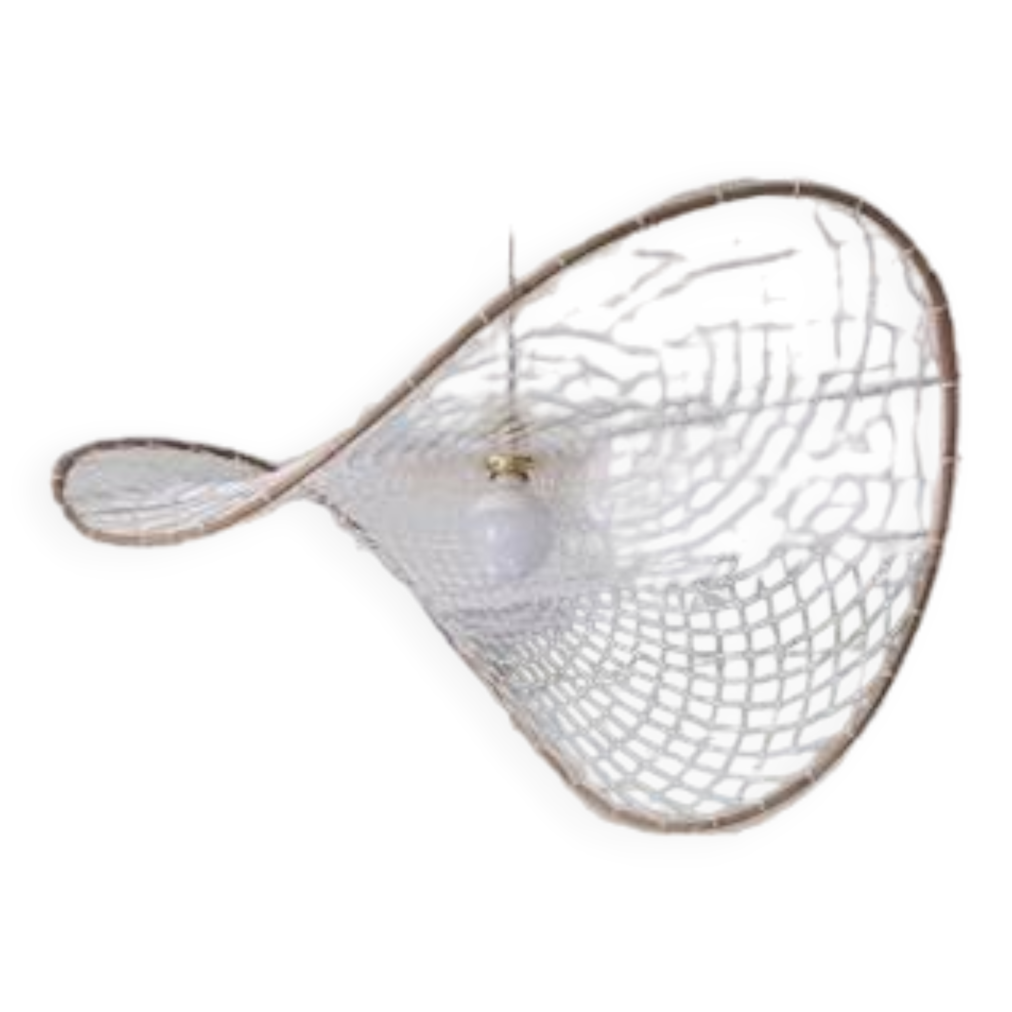 Curved rattan and rope pendant light
