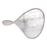 Curved rattan and rope pendant light