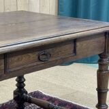 Oak desk table with one drawer, work from the 1930s
