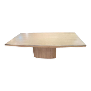 Table tonneau travertin signé