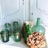 Set of 4 green glass jars