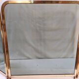 Vintage fireplace screen in smoked glass and gold-tone metal