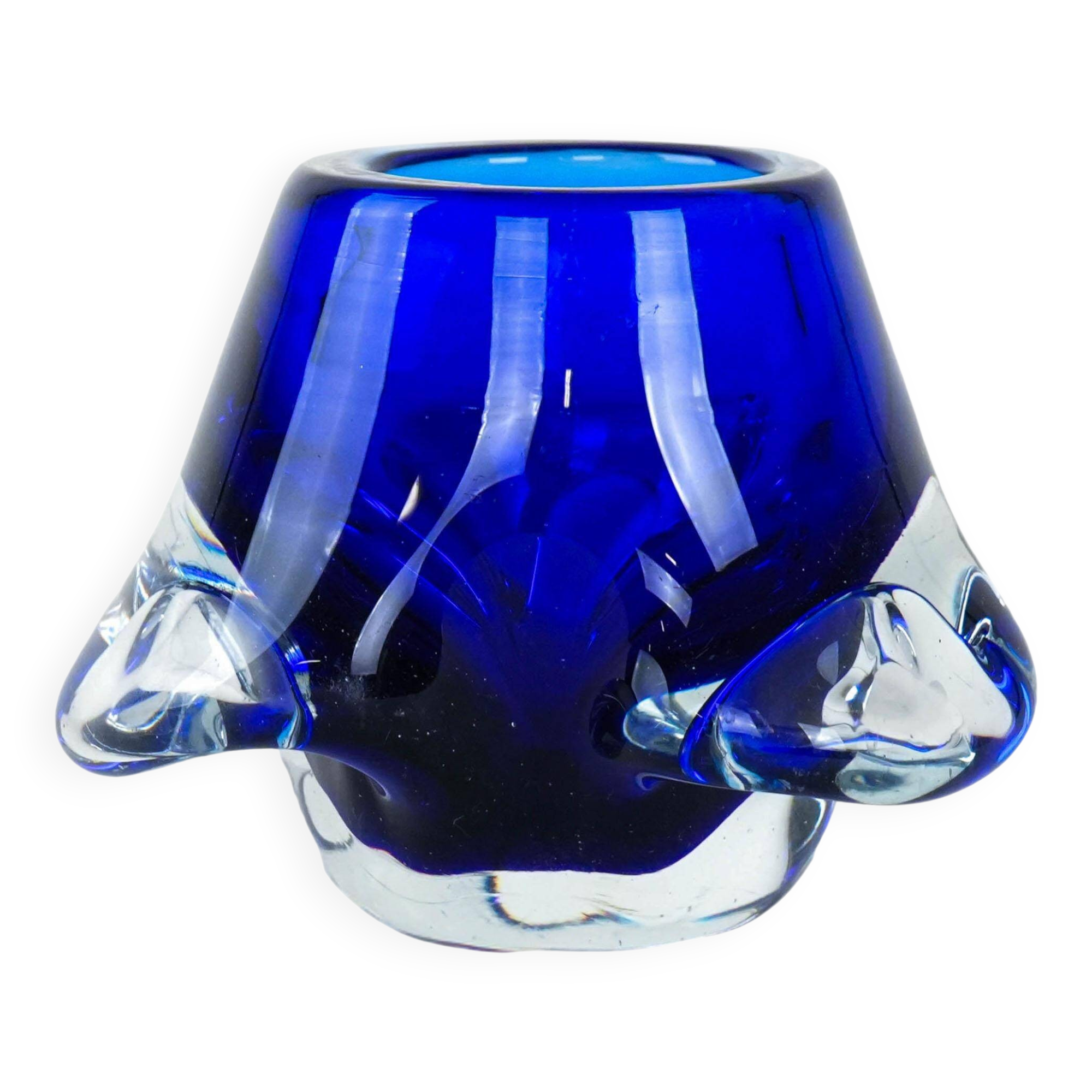 Cobalt glass candlestick, Italian design, 1960s, made in Italy