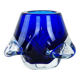 Bougeoir en verre cobalt, design italien, années 1960, fabriqué en Italie.