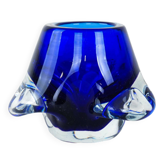 Cobalt glass candlestick, Italian design, 1960s, made in Italy
