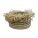 Fringed basket in raffia