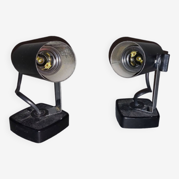 Pair of black Targetti Sankey wall lights 1970.