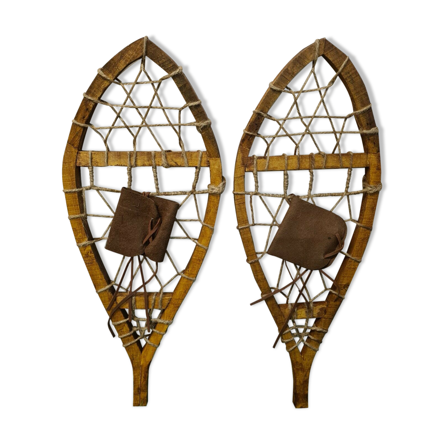 Pair of wooden snowshoes
