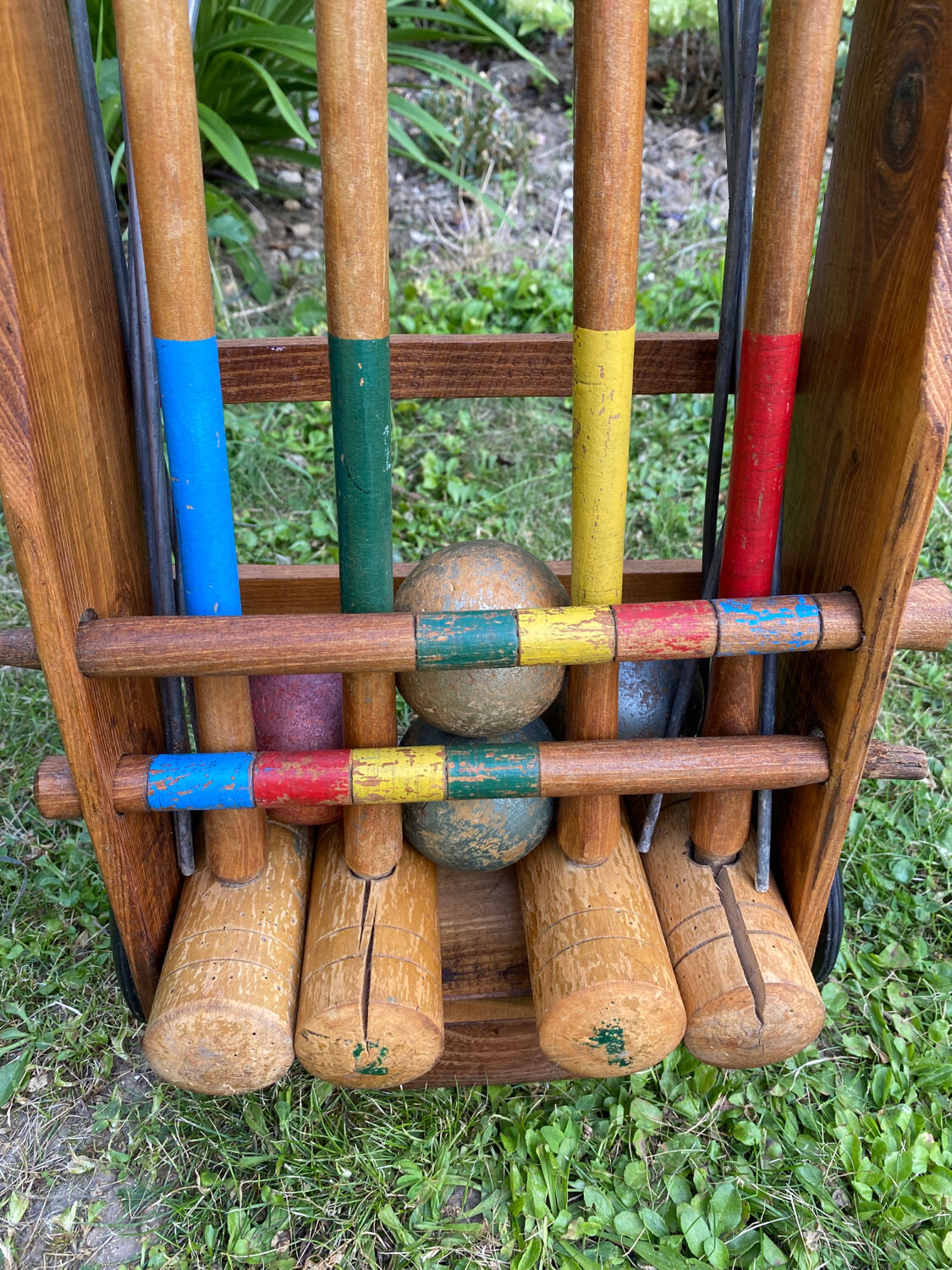Old wooden croquet set