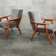 Pair of armchairs czechoslovakian midcentury renovated gray velvet