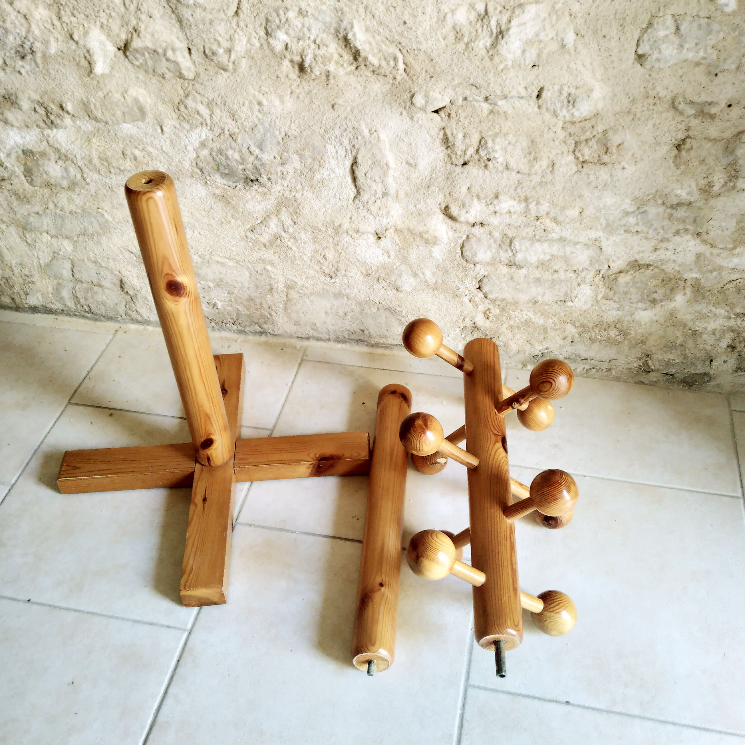 Wooden standing coat holder 1970