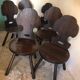 Set of 6 vintage brutalist solid wood chairs