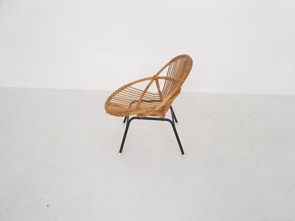Fauteuil en rotin Rohe Noordwolde, Pays-Bas années 1950