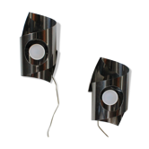 Pair of vintage chrome aluminum sconces