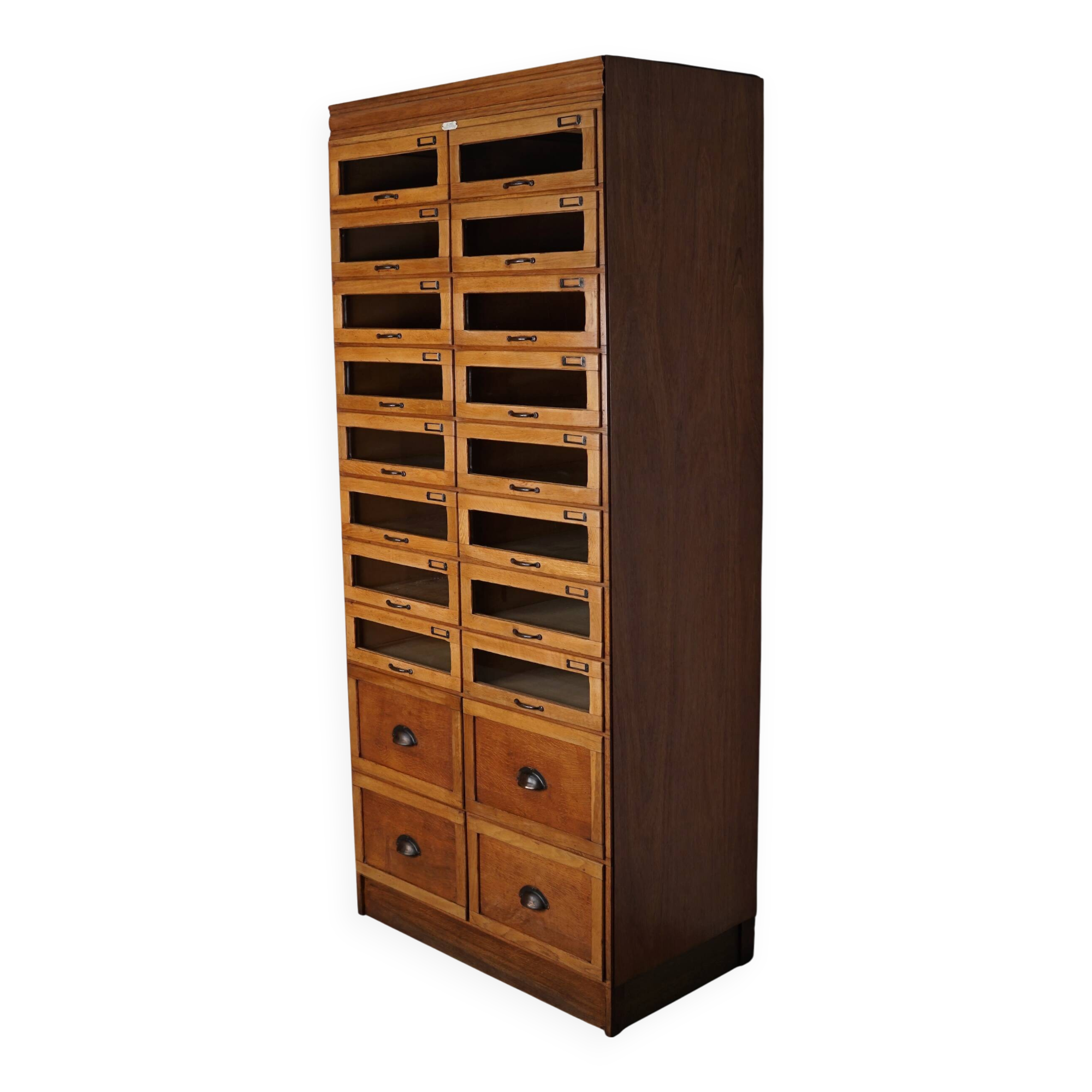 English Haberdashery Shop Cabinet with Glass Fronted Drawers, Circa 1930s