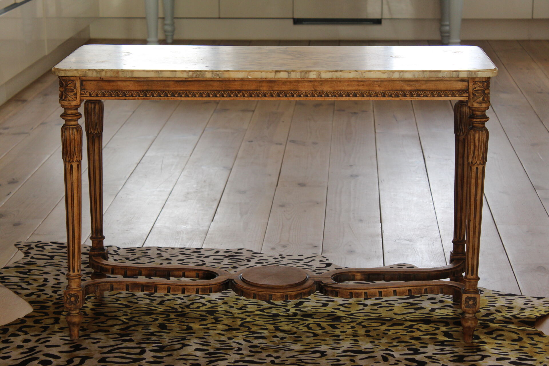 Console old feet wood and marble top