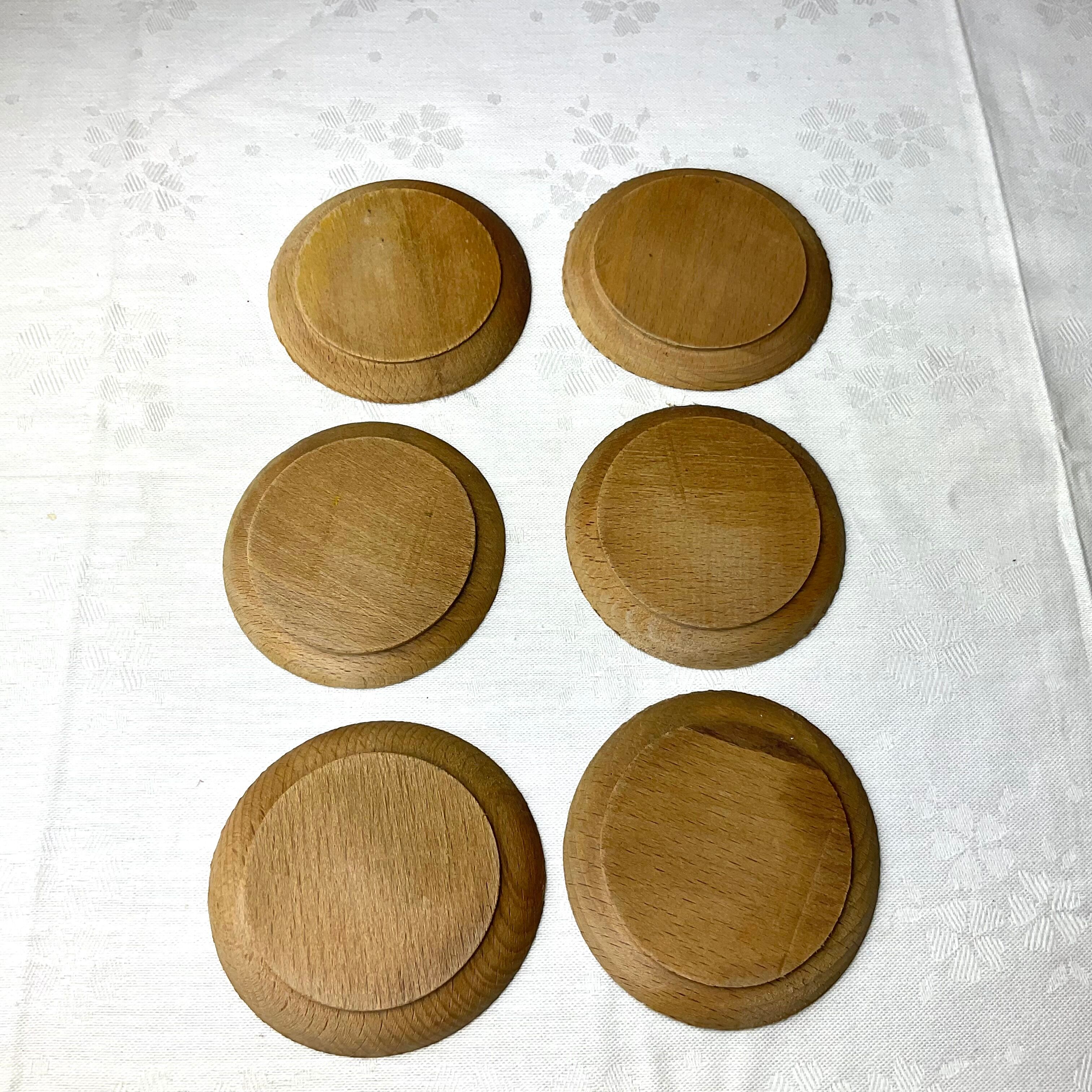 Vintage wooden cups/coasters 6 pieces