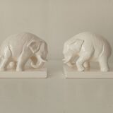 Paire de serre-livres anciens en céramique émaillée